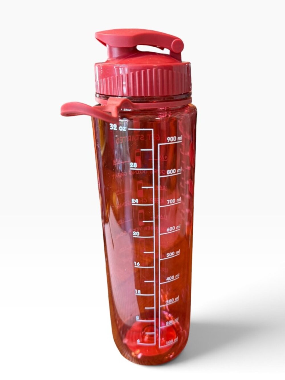 NEW 32 Oz Red Motivational Water Bottle – BPA Free – Time Marker